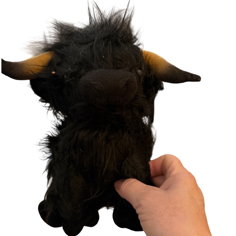 Highland Cow Plush Kids OS Black Excellent‎ Shaggy Faux Fur Bull Toy